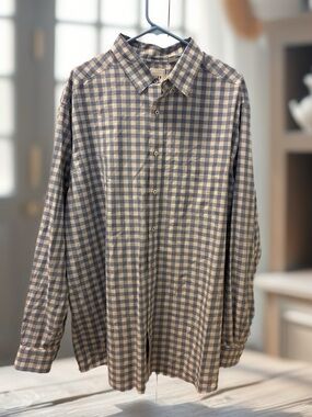 Classic Plaid Men's Snaps Shirt in Blue and Cream Size 2XLT